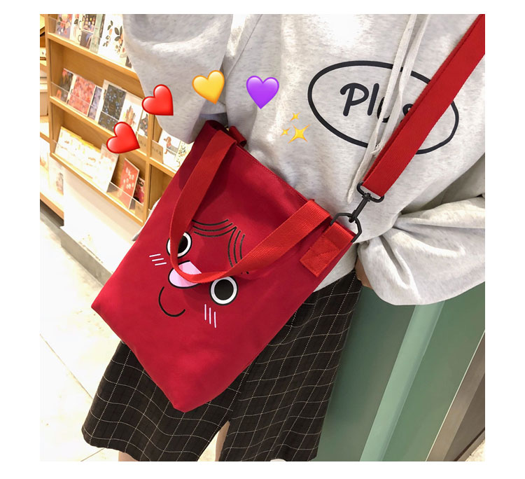 s1166帆布可爱表情单肩斜挎手提包(原图注册仿冒必究)