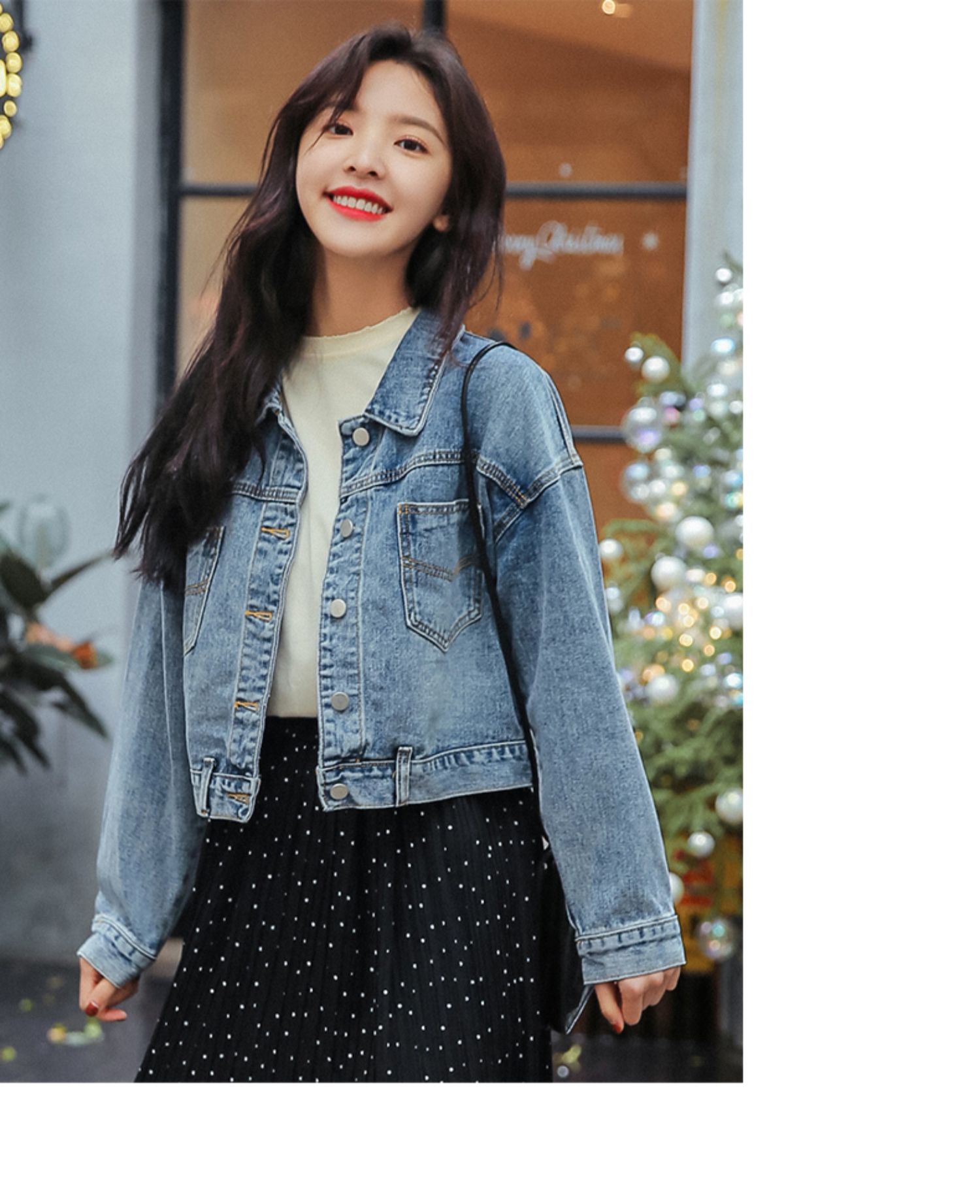 天猫章若楠短款牛仔外套女韩版夹克上衣