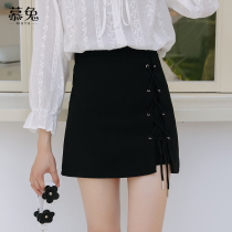 Split black high waist skirt women autumn 2021 new Joker slim skirt design feel bag arm A- line dress