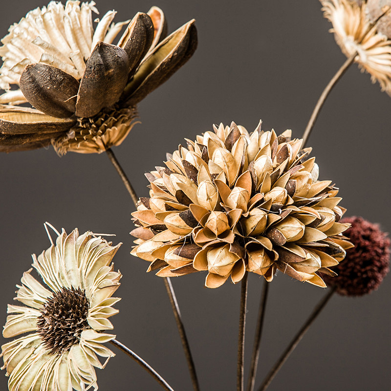 仿真花干花干莲蓬客厅装饰品摆件简约艺术品花瓶花束家居真花插花