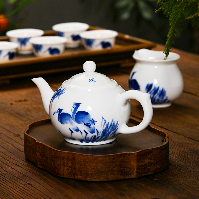 Pure hand - made ceramic tea sets of ancient Chinese style household teapot teacup fair keller jingdezhen high white porcelain tea set