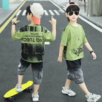 Boys' summer short sleeve set summer clothing 2021 new large and medium size children's handsome Korean-style fashion thin