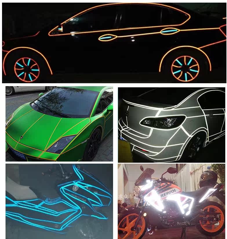 3m钻石级汽车反光条贴 夜光车身贴纸划痕遮挡电动摩托车反光贴_7折