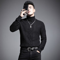 Yan Ji high collar autumn and winter trend retro base shirt thick mens slim knit sweater New handsome sweater