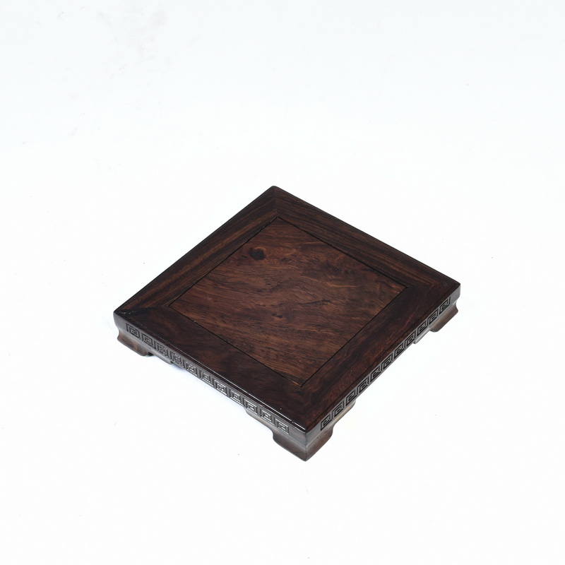 Ebony woodcarvings meander rectangle base small potted flower miniascape base base wood furnishing articles bracket square