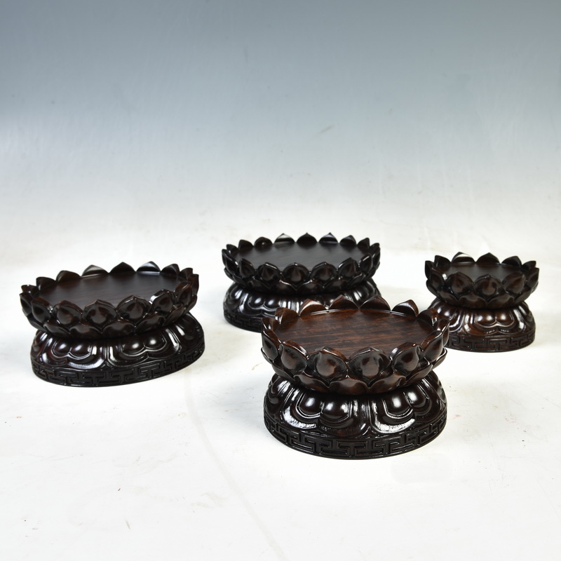 Ebony wood carving handicraft furnishing articles bodhisattva guanyin Buddha base rounded copy antique solid wood lotus base