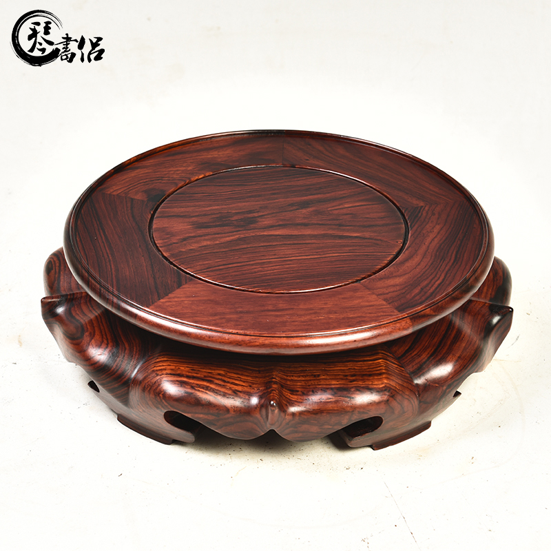 Red melon leng acid branches model of circular base solid wood Buddha base flowerpot vase base mahogany wood base