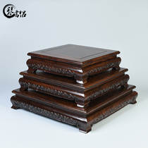 Ebony wood carving ornaments crafts square vase base Solid wood Buddha statue Qishi base Flower pot landscape base