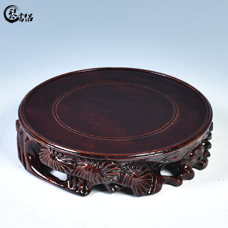 The tank base vase base solid wood round tea sets are it base stone base carved wooden base frame