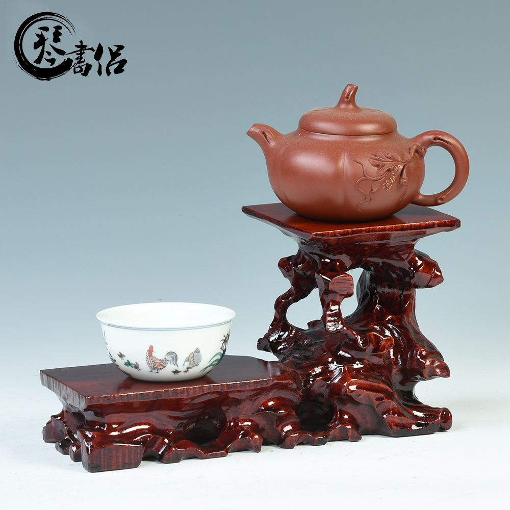 Teapot base solid wood height flower pot in the decorative furnishing articles it base base, heightening stone base