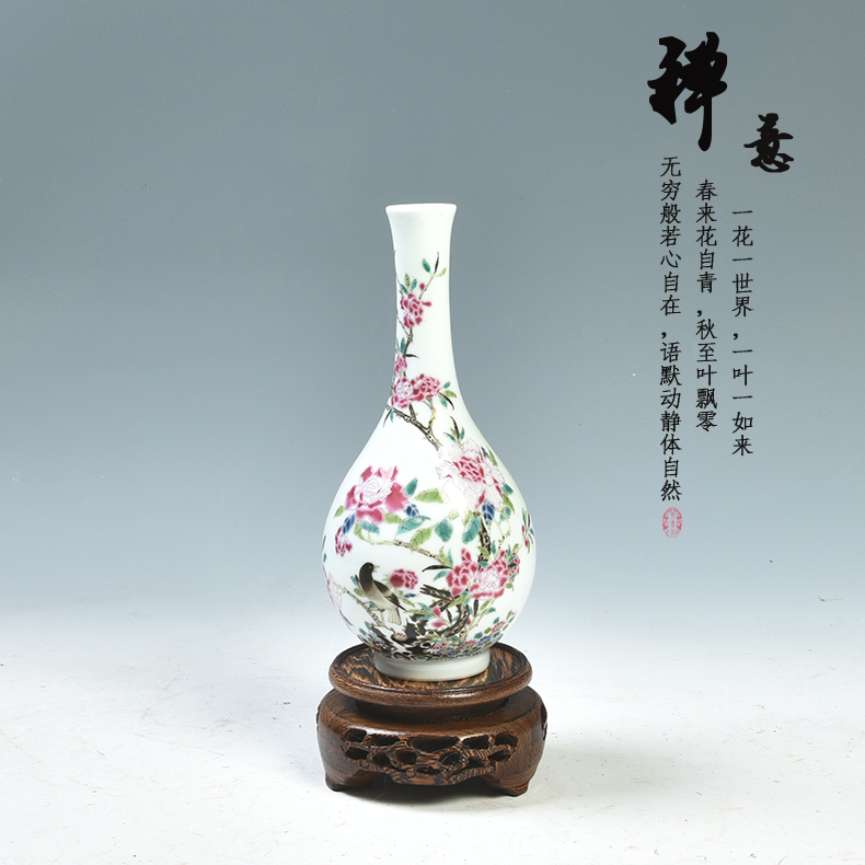 Circular wooden vase base ceramic pot pot of Buddha rock solid wood furnishing articles mahogany base tank