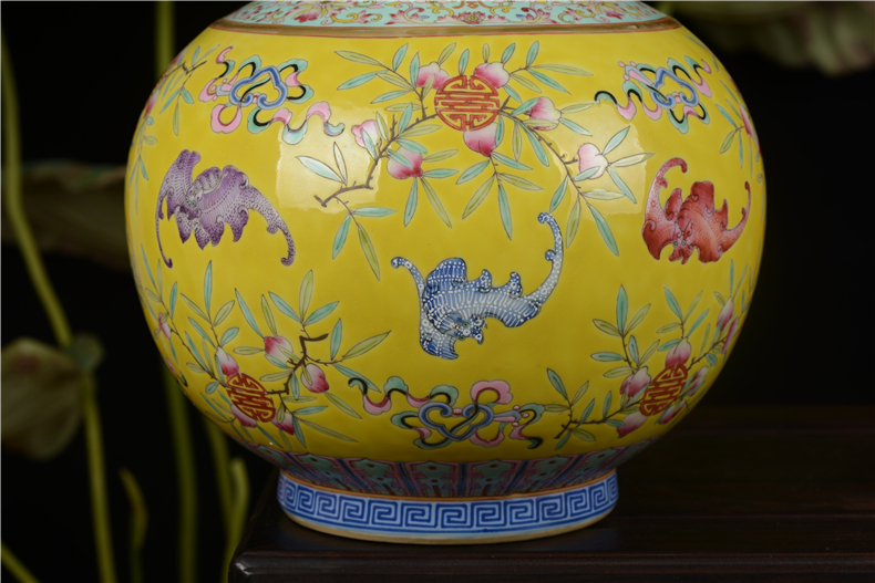 Pianology picking jingdezhen manual hand - made antique porcelain vases up decorative bottle to pastel yellow 1 bottle