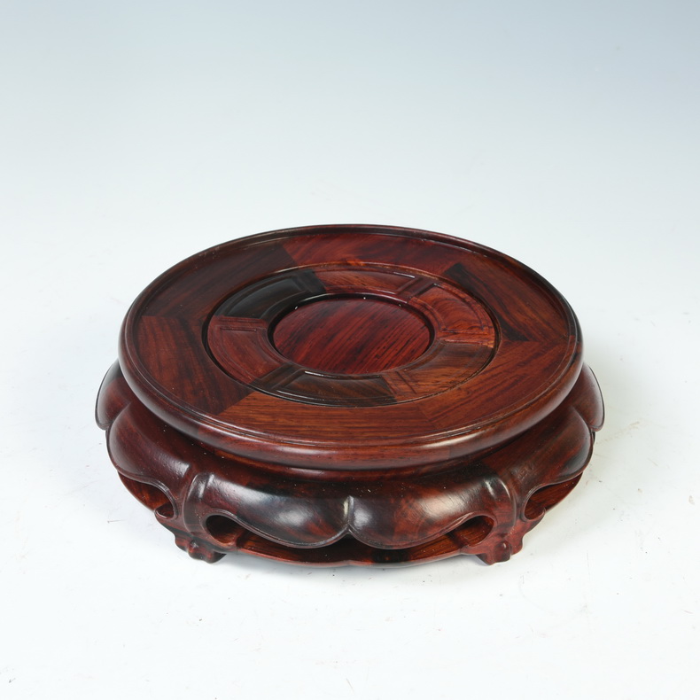 Pianology picking solid wood carving handicraft furnishing articles jade Buddha base solid wood base vase base circle are it