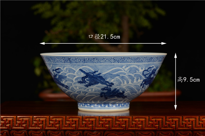 Home furnishing articles pianology picking hand antique art of jingdezhen porcelain vases guangxu up with blue sea, green - splashed bowls