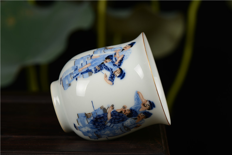 Pianology picking jingdezhen hand - made antique porcelain vases, home furnishing articles colored enamel characters dou tea cup of tea