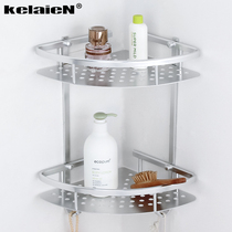 Space Aluminum Punch Free Double Triangle Bathroom Corner Basket Bathroom Storage Rack Double Corner Rack Toilet Net Basket