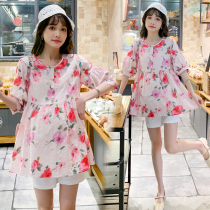 Pregnancy Maternity Dress Summer Clothing Suit Fashion style Summer New pure cotton doll Shirt jacket Totbelly shorts out of two sets
