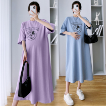 Pregnant woman T-shirt dress Women in summer Fashion style 2022 Summer Fashion pure cotton short sleeves Loose Long Pregnant Woman Dress dress