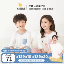 Zhu Dan recommended Modal childrens pajamas Summer thin ice silk half sleeve mens and womens boys air conditioning suit suit