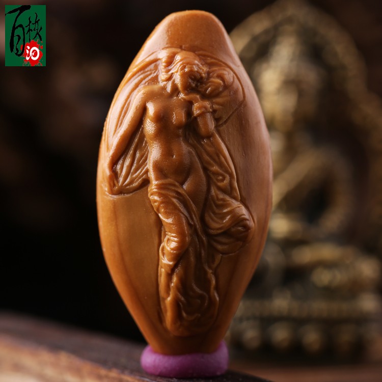 自若 常态 橄榄核雕刻裸女单粒 橄榄单粒橄榄胡单核 仿南工