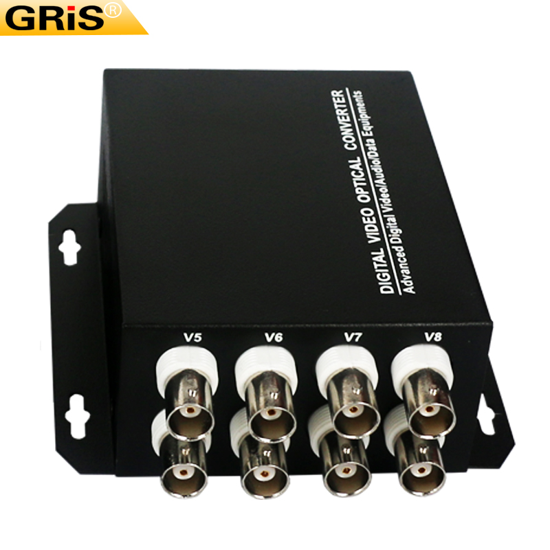 gris high-definition video optical transceiver 8-way lightning protection fiber analog industrial-grade digital fc20km receiver transmitter 75Ω coaxial st single sc multi-duplex full bnc monitoring pair 2 sets