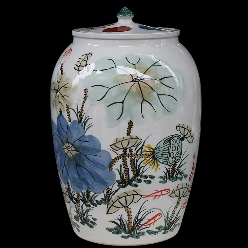 Jingdezhen ceramics large hand - made seal pot sitting room place candy jar household act the role ofing is tasted barrel storage tank