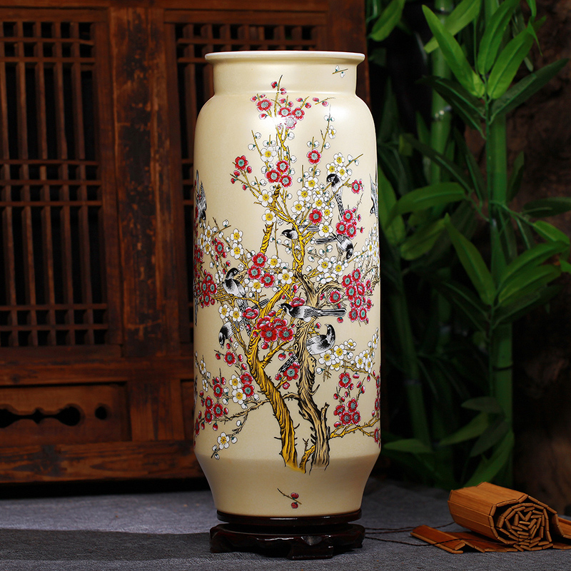 Jingdezhen ceramics gold glaze xi powder enamel vase vase wedding furnishing articles of handicraft of I sitting room