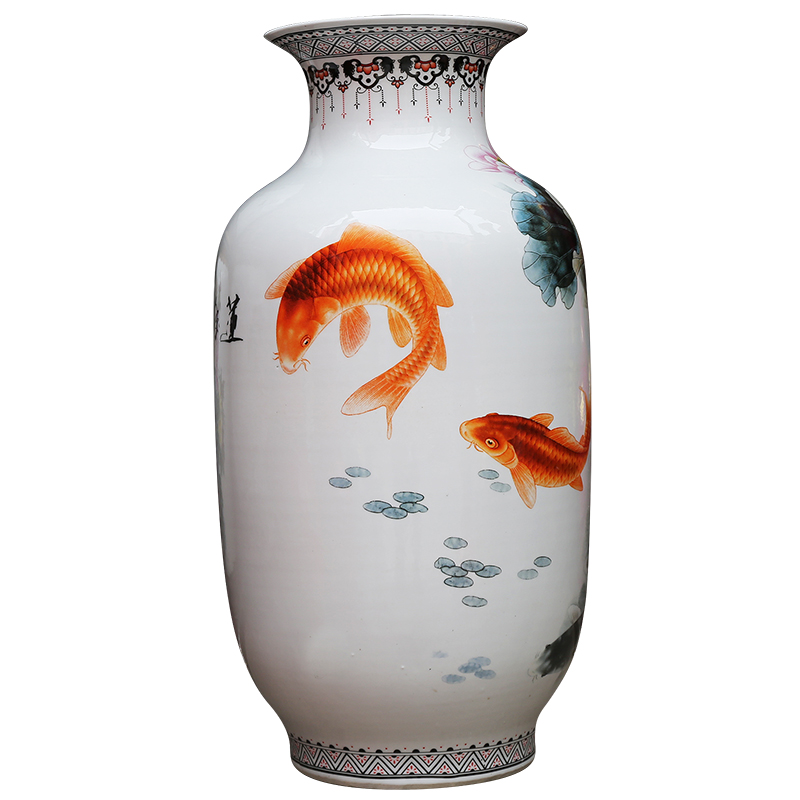 Jingdezhen ceramics powder enamel vase modern home sitting room adornment for successive years the ground hotel furnishing articles