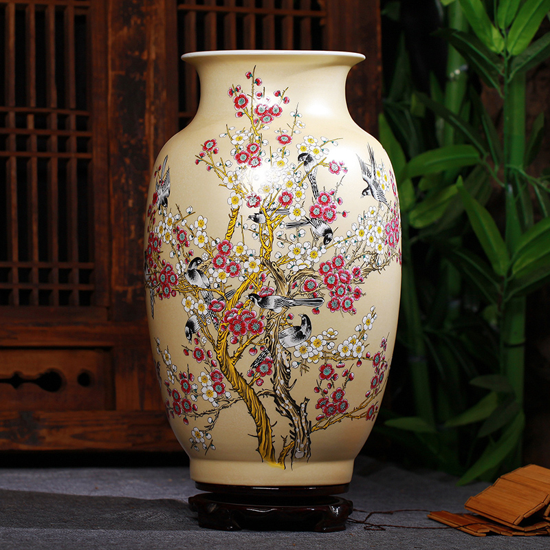 Jingdezhen ceramics gold glaze xi powder enamel vase vase wedding furnishing articles of handicraft of I sitting room