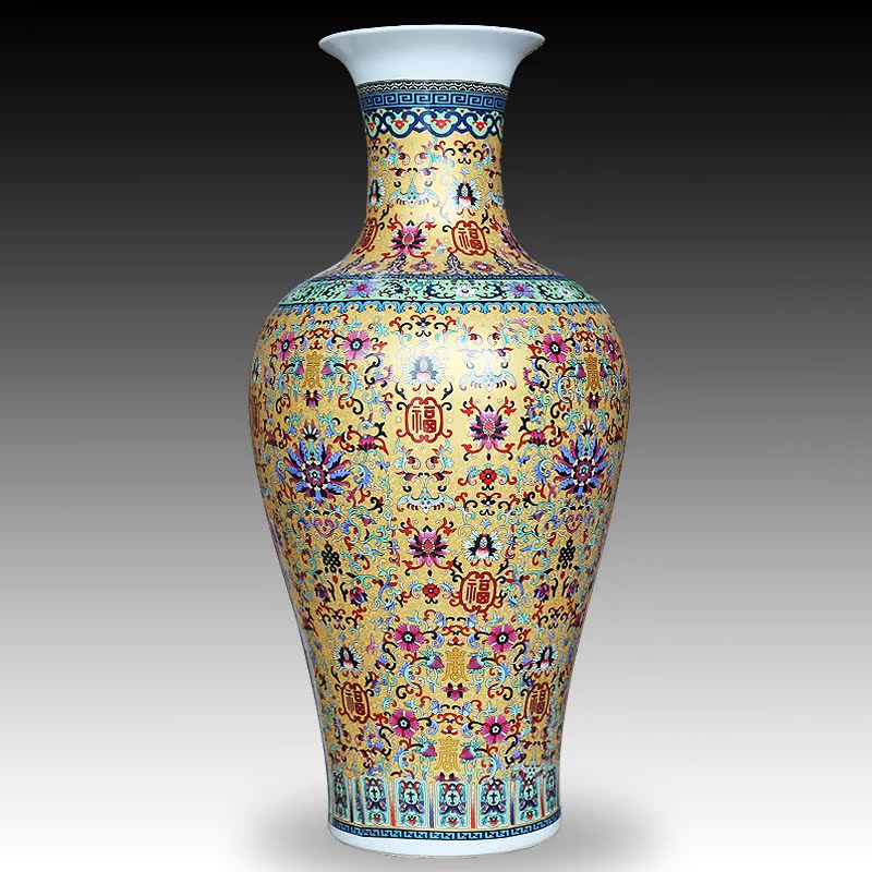 The Sitting room adornment of jingdezhen ceramics enamel decorated TV ark, furnishing articles be born modern Chinese vase