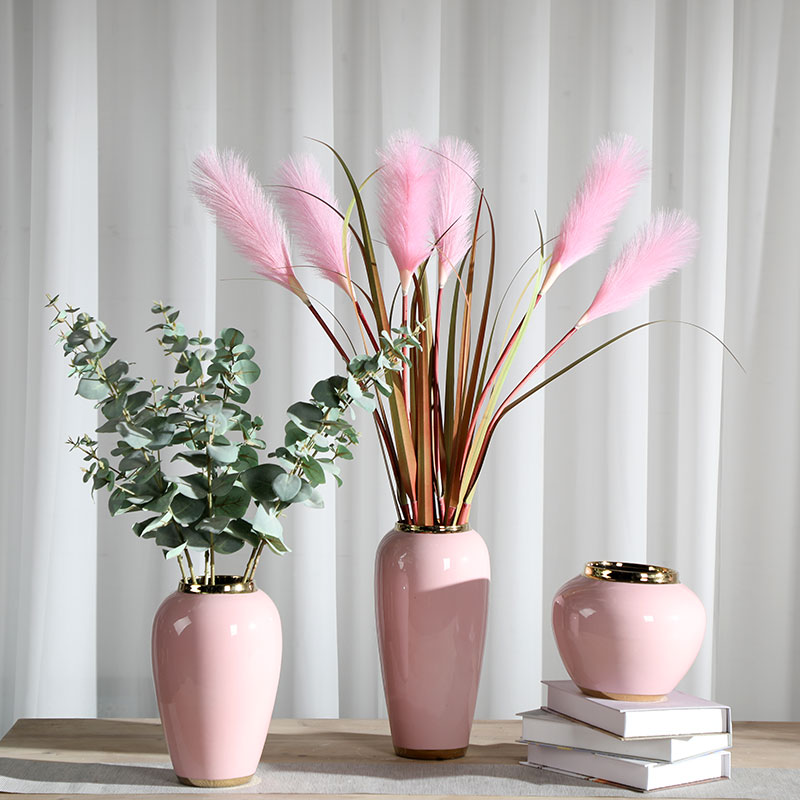 Nordic ins furnishing articles pink ceramic vase dandelion flower arrangement sitting room decoration is contracted and I household adornment