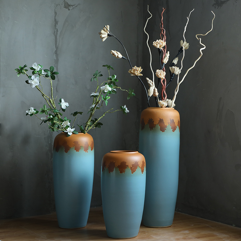 Contracted and I big blue European - style ceramics vase furnishing articles flower arrangement sitting room ground POTS hotel home decoration