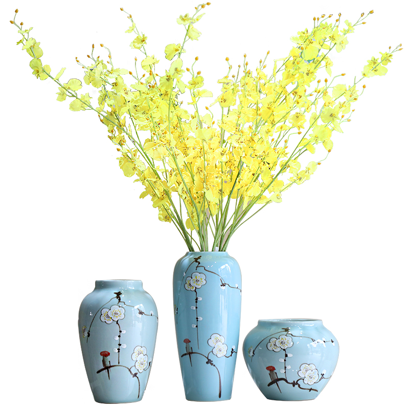 Jingdezhen hand - made powdery cyan name plum flower ceramic vases, Chinese style living room TV cabinet household adornment handicraft furnishing articles