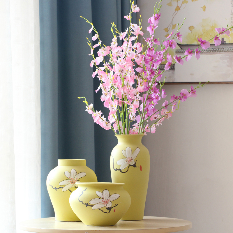 Art show of new Chinese style between small pure and fresh and yulan three - piece ceramic vase example household act the role ofing is tasted decorative porcelain furnishing articles