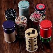 zakka groceries Mini small iron box round toothpick box U disk iron box storage box tinplate leather box syringe box