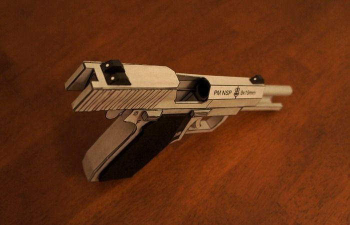 3d纸模型枪械 nsp手枪1:1 送制作工具 diy手工拼装枪模型 可拆卸