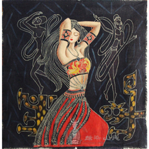 Guizhous yellow fruit tree special Miao ethnic batik aggravating color painting batik boutique decoration painting 88 * 85cm