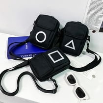 Small satchel male boomer geometric pattern mens bag minimalist sports mobile phone bag student leisure tour single shoulder bag