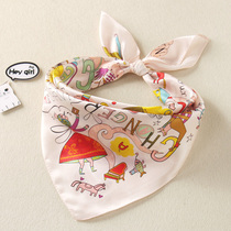 Spring and Autumn New Baby Scarf Children's True Scarf Sansy Scarf Girl Princess Small Square Baby Triangle