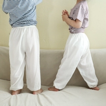 Summer silk children's lanterns boy baby anti-mosquito trousers loose and leisure girl Harlan pants silk silk