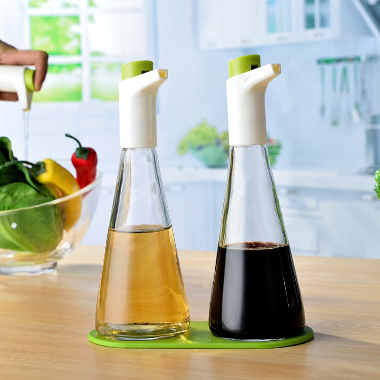 步天玻璃防漏油壶厨房家用可控油油罐酱油醋瓶大码小号调料装油瓶