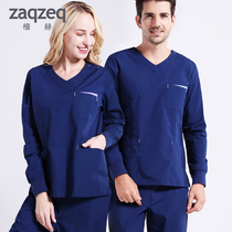 ZaqZeq Tanhe long-sleeved surgical clothes Mens and womens operating room doctor clothes Nurse hand-washing clothes large size overalls