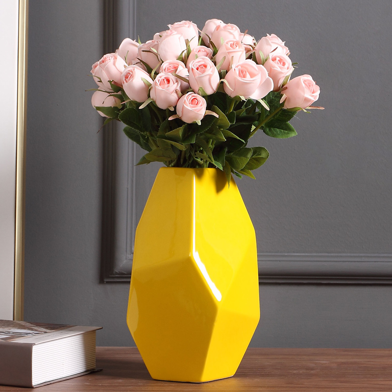 Ceramic vase furnishing articles household act the role ofing is tasted, the sitting room TV cabinet table decoration decoration ideas flower arranging yellow crafts