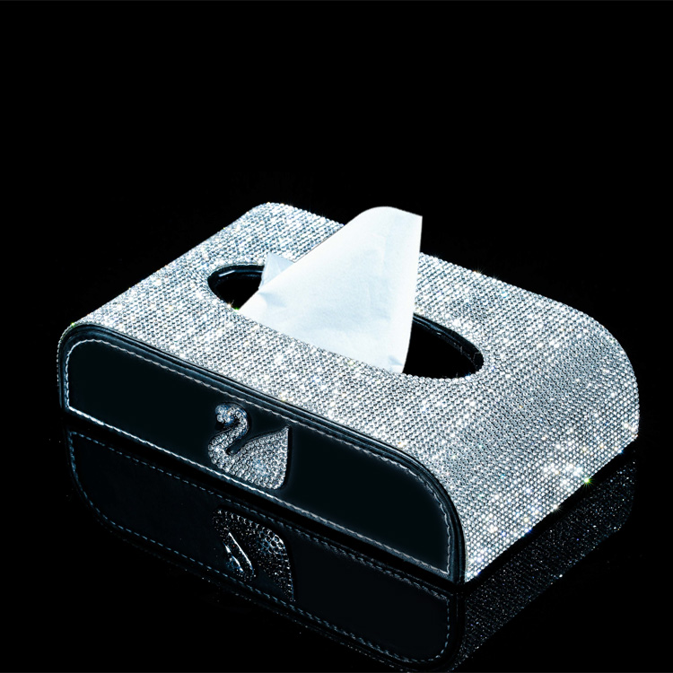 car interior car tissue box diamond-studded female napkin box car interior car interior decoration seat type paper towel cover