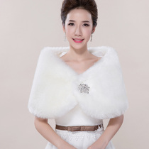 Hairy shawl Wedding Bride wedding dress cheongsam White size autumn and winter etiquette coat thickened warm winter