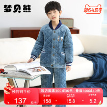 Kids Pajamas Boys Winter Thickened Flannel Cotton Coral Fleece Boys Middle Large Kids Autumn Winter Home Clothing 2021