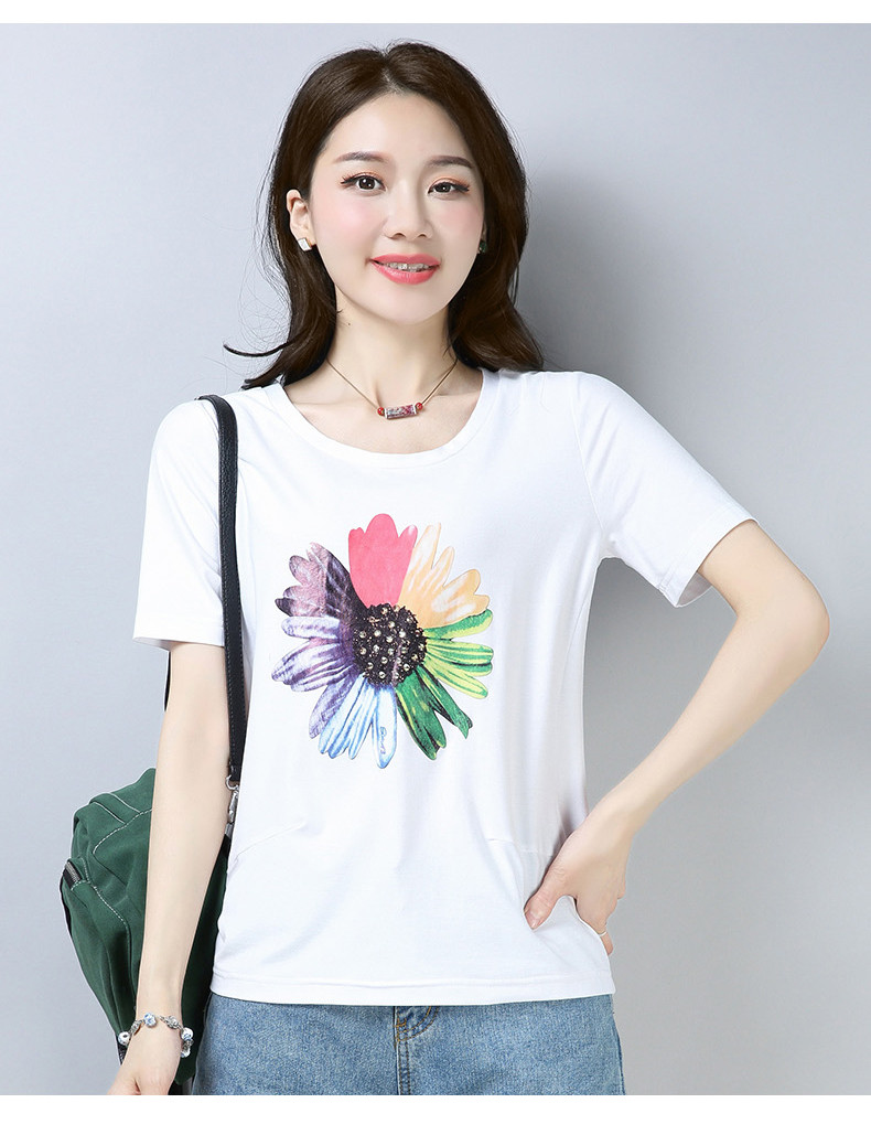 印花短袖t恤女宽松百搭夏装2018新款纯棉上衣女短款韩版半袖丅恤_7折