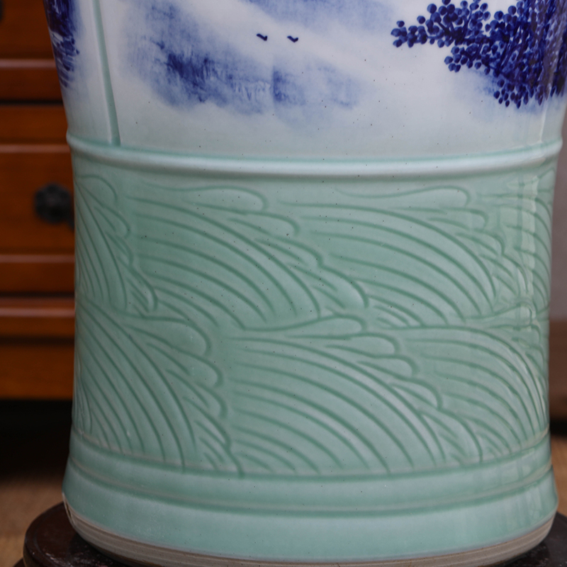 Jingdezhen ceramic large antique hand - made of blue and white porcelain vase furnishing articles furnishing articles home sitting room TV ark, adornment