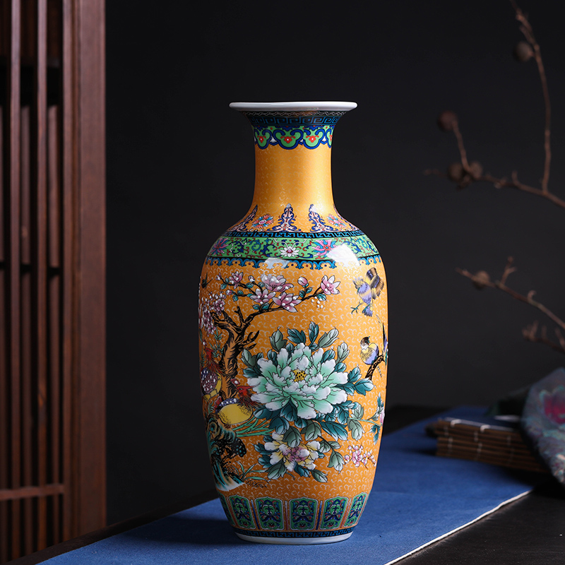 Modern Chinese jingdezhen ceramics sitting room adornment colored enamel of large vases, flower, TV ark, furnishing articles