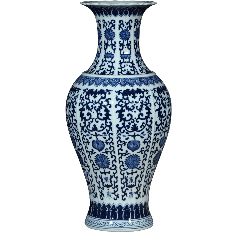 Jingdezhen ceramic vase manual rich ancient frame furnishing articles furnishing articles of blue and white porcelain bottle home sitting room adornment porch